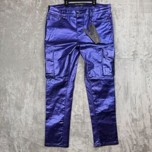 Valabasas Cozart Metallic Navy Blue Cargo Pants Mens 38 VLBS2235 NWT